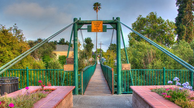 Swinging bridge in the Village of Arroyo Grande
